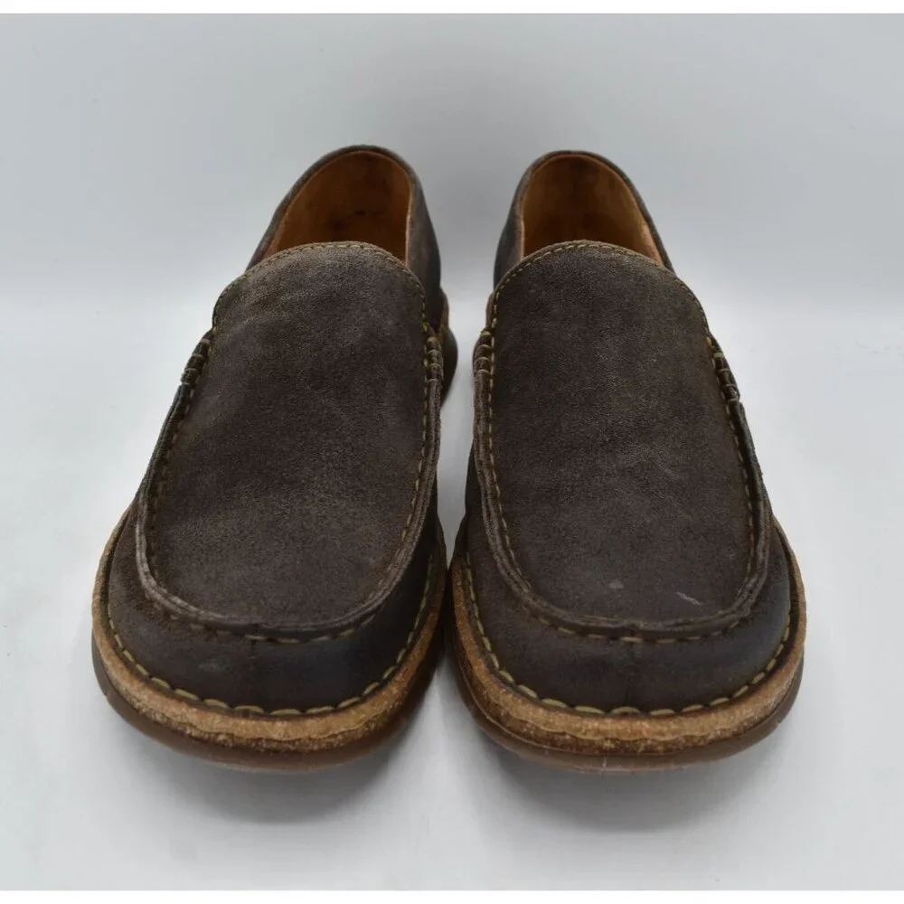 Born Mens Size 11 Baylor Dark Grey Distressed Suede Slip On‎ Loafers Shoes